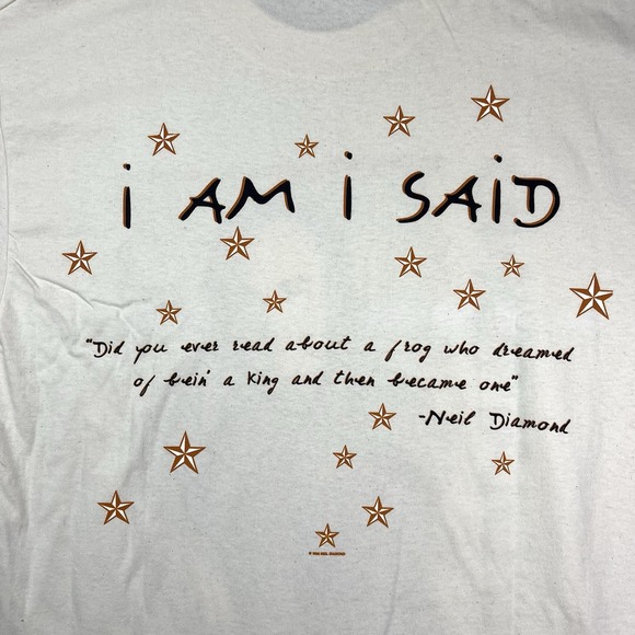 Vintage 90s‎ Neil Diamond I Am I Said Band T Shirt Single Stitch Concert Sz L - Picture 10 of 12